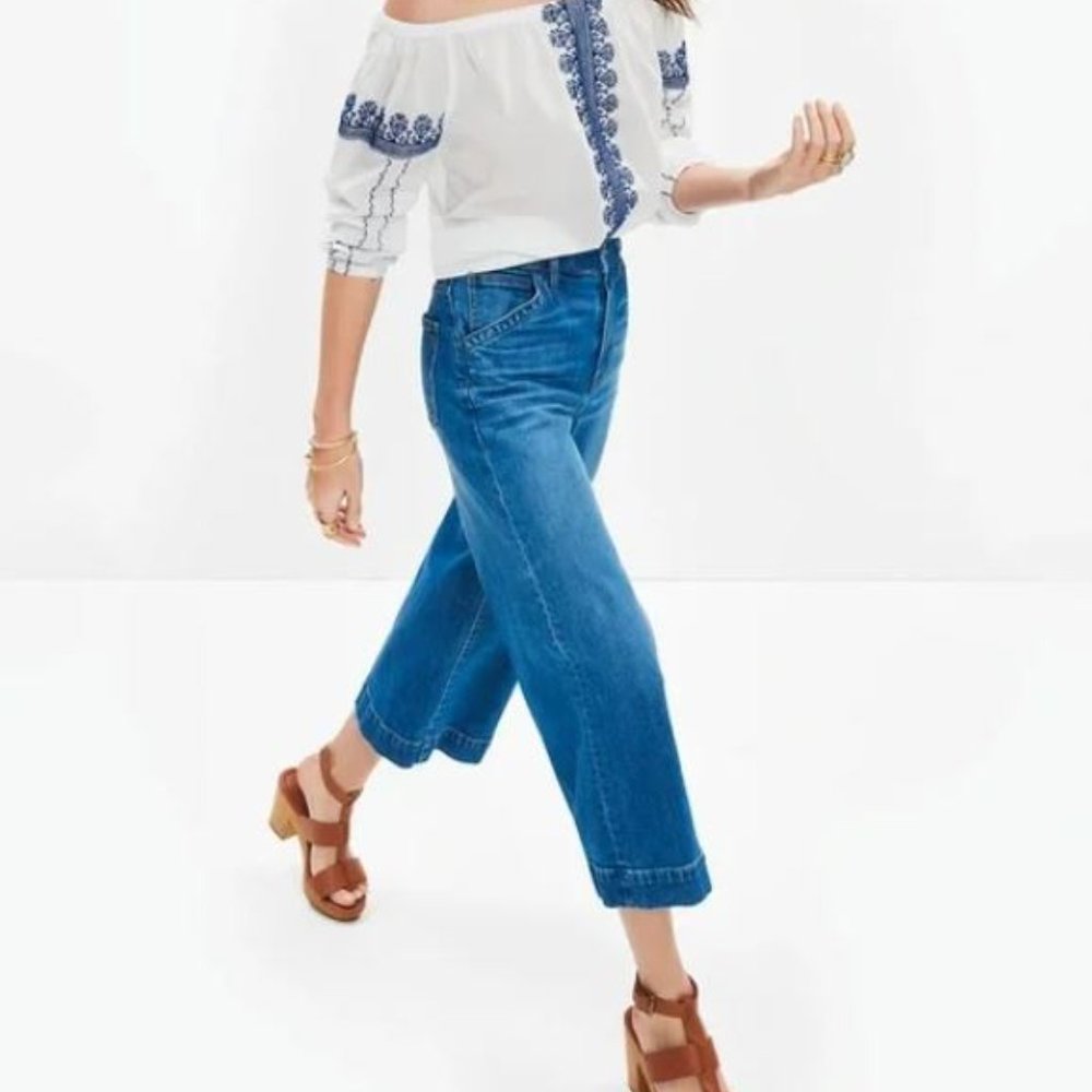 Madewell Wide Leg Crop Jeans in Birdie Wash Sz 31